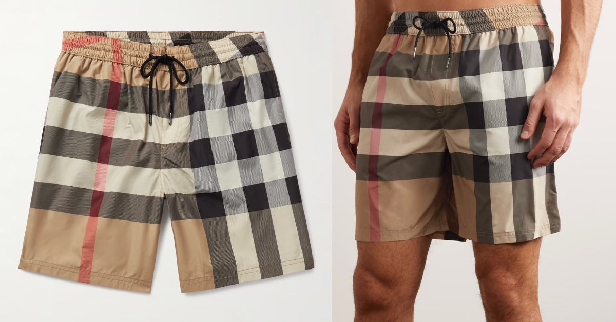 Burberry Straight-Leg Long-Length Checked Swim Shorts