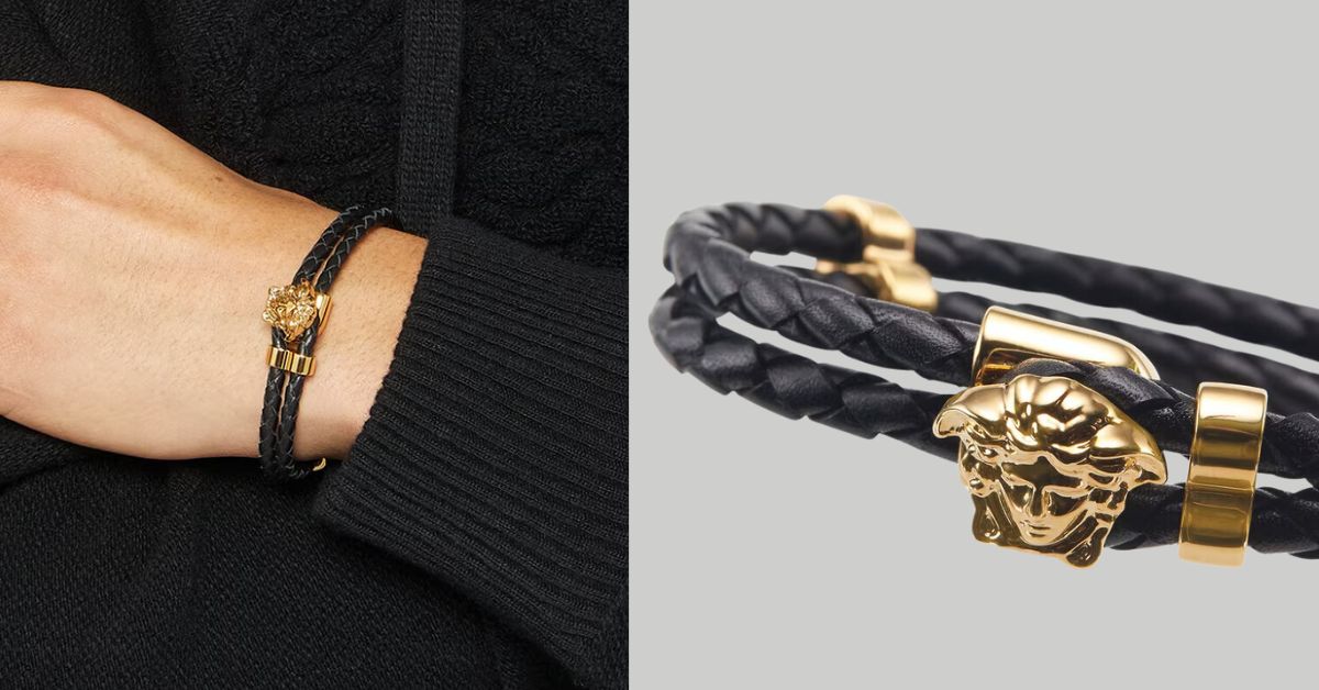 Versace Medusa Braided Leather Bracelet - Hypoallergenic Braided Bracelet 